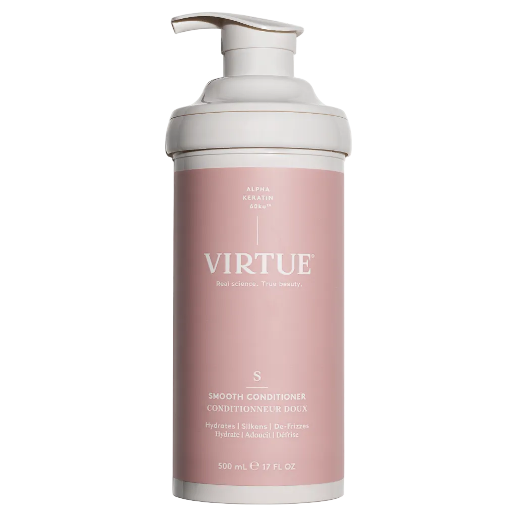 Virtue smooth conditioner bottle on a white background